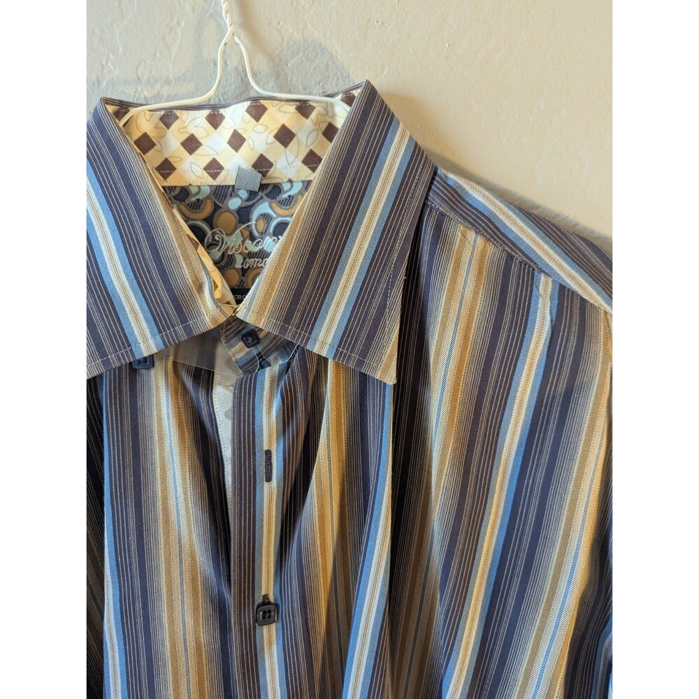 Visconti Uomo 2Ply Mercerized  Cotton Large Long Sleeve Button Shirt Men’s Sz L